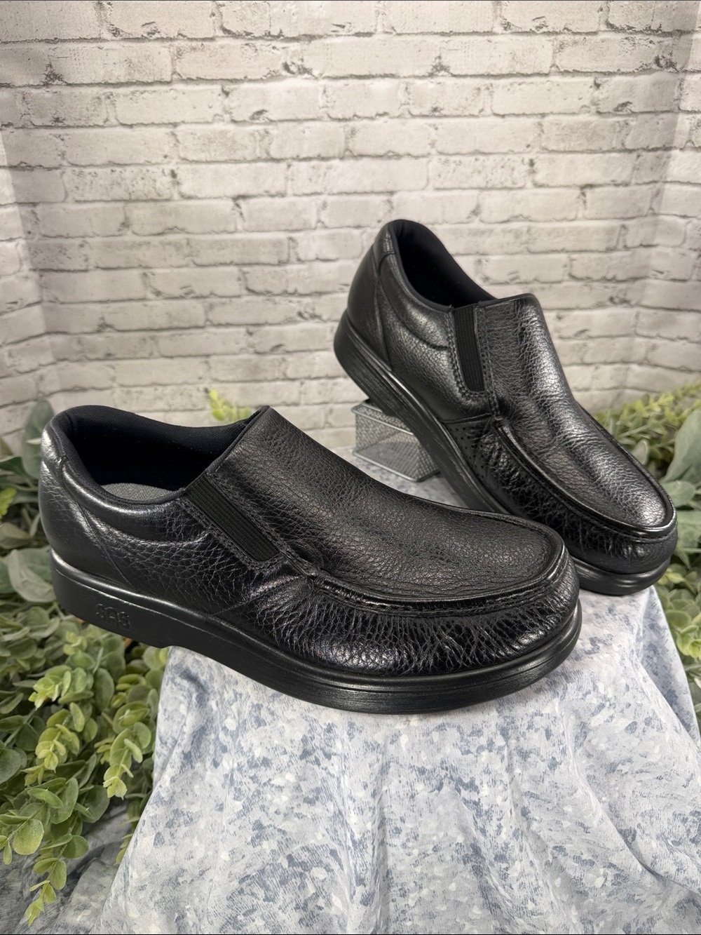 SAS - Black Soft Pebble-Leather Side-Gore Comfort Casual Loafers Mens 11.5M EUC